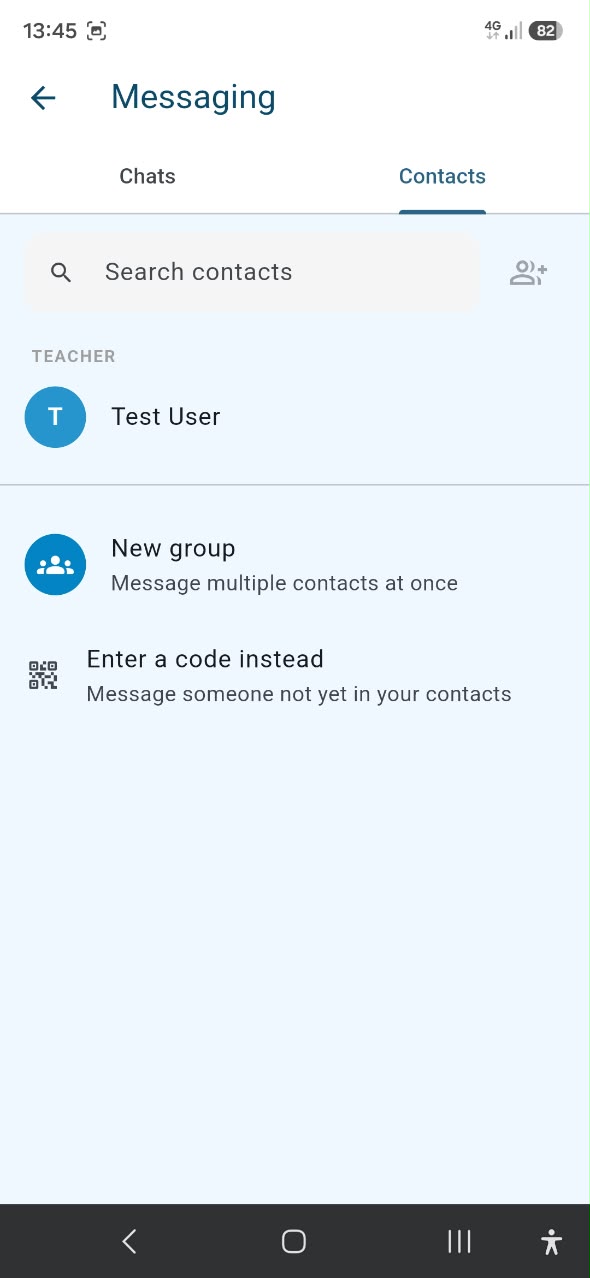 In-app messaging screen